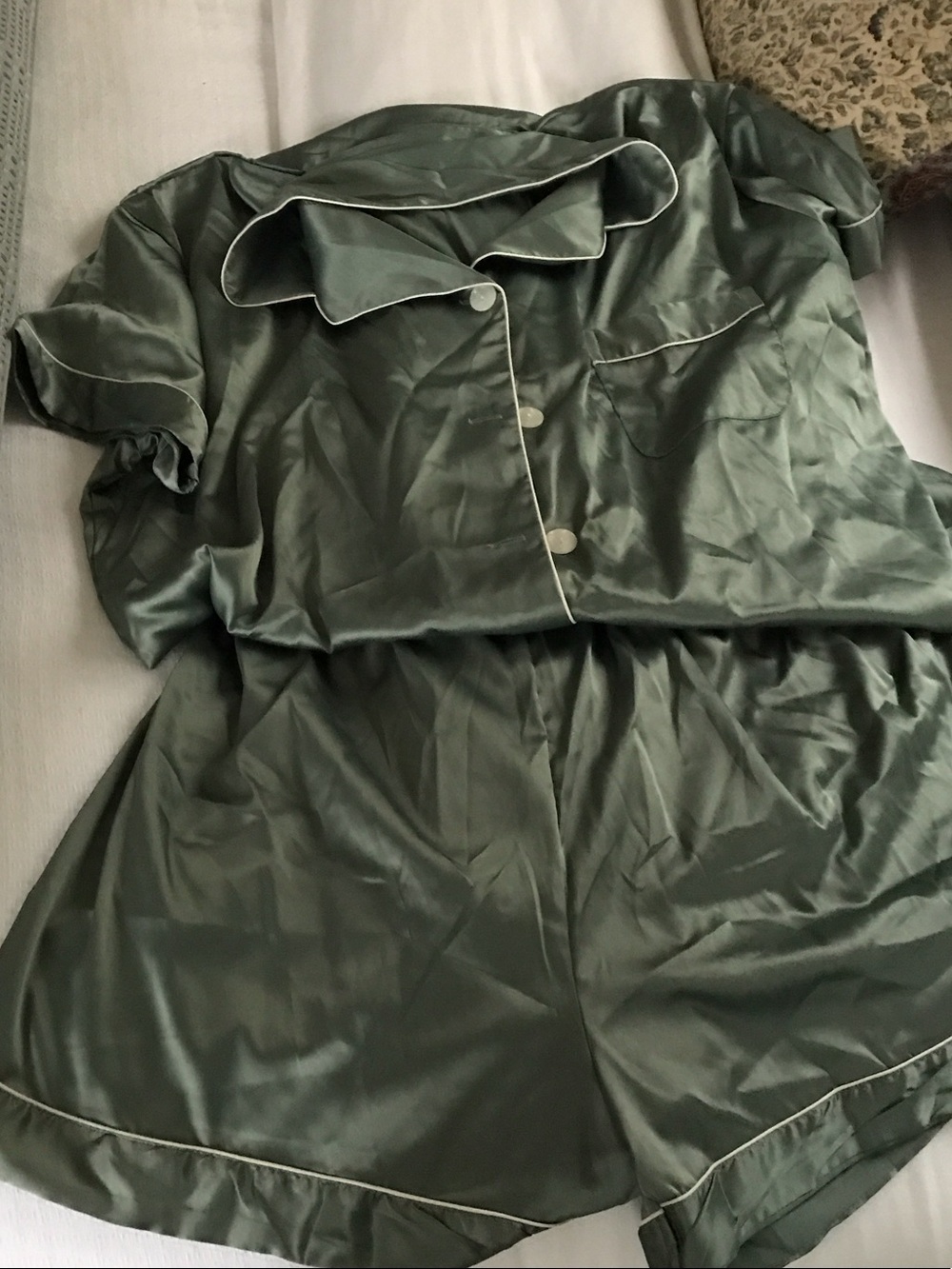 Silky Olive Green Short Pajama Set - Women Intimates & Sleepwear